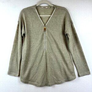 Soft Surroundings Tan Blouse Womens Medium Coastal Beachy Lagenlook Casual